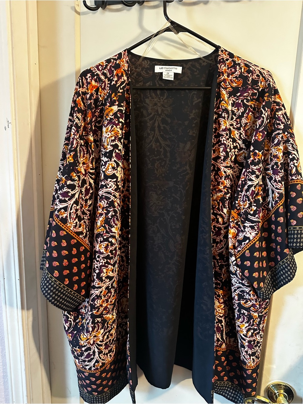 Liz Claiborne Navy & Multicolor Floral Kimono Jacket